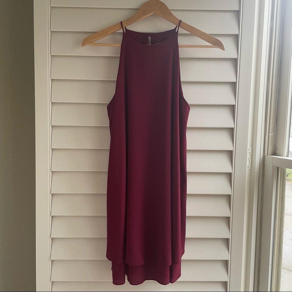 Red sleeveless Julie Billiart dress